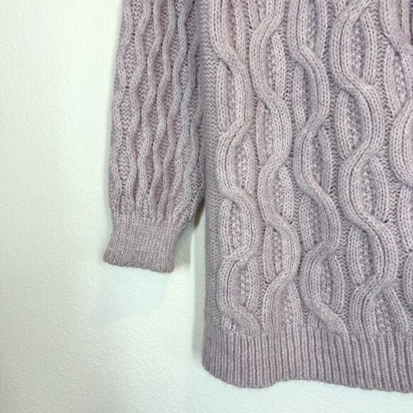 Pilcro Cable Knit Sweater Purple Cold Shoulder Turtleneck Chunky Medium - Picture 7 of 12